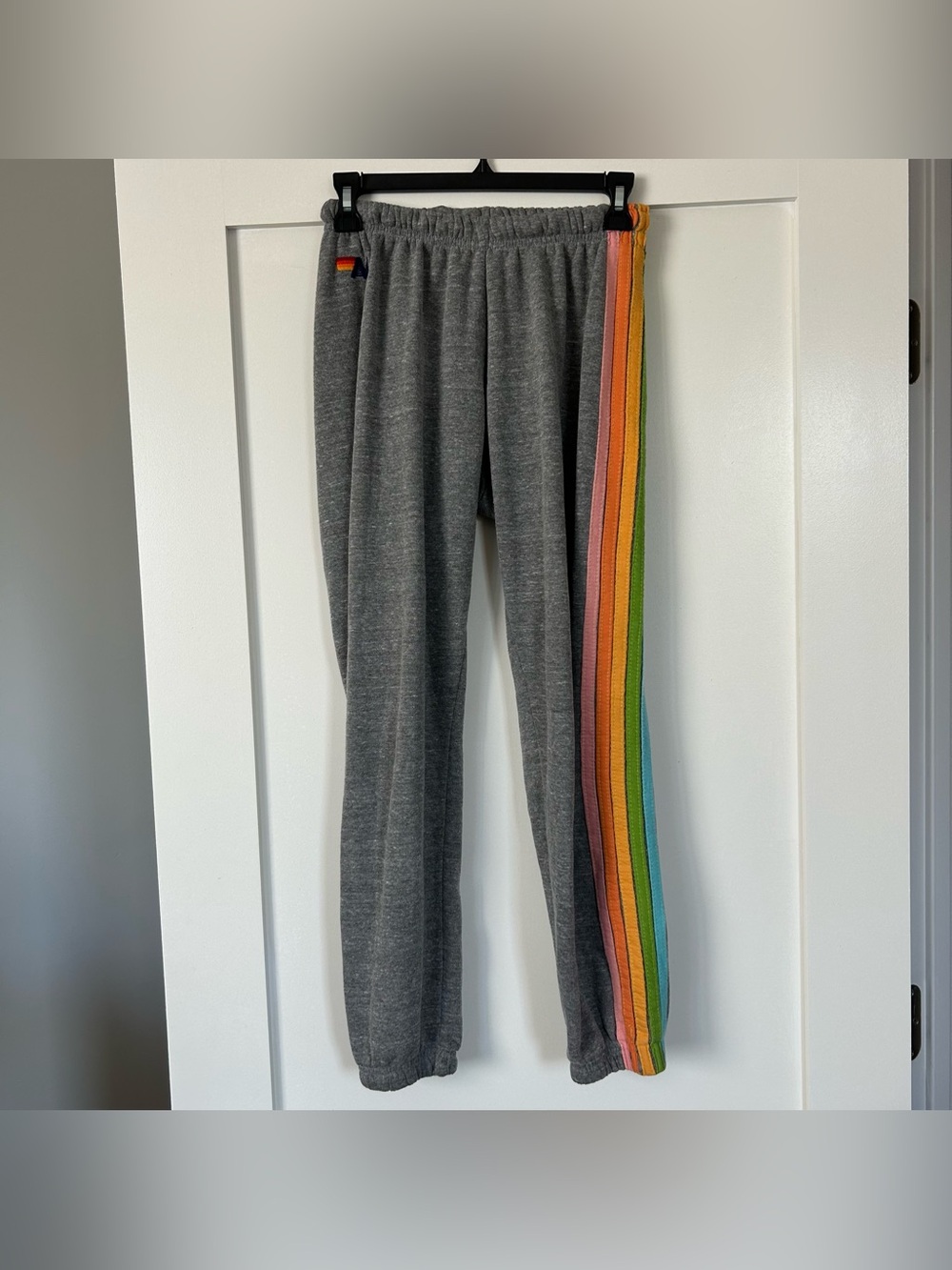 Aviator Nation 5 Stripe Sweatpants Heather Grey Size Small